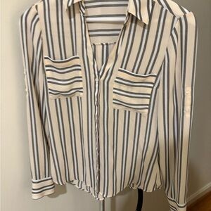Express Beige and Black Striped Shirt